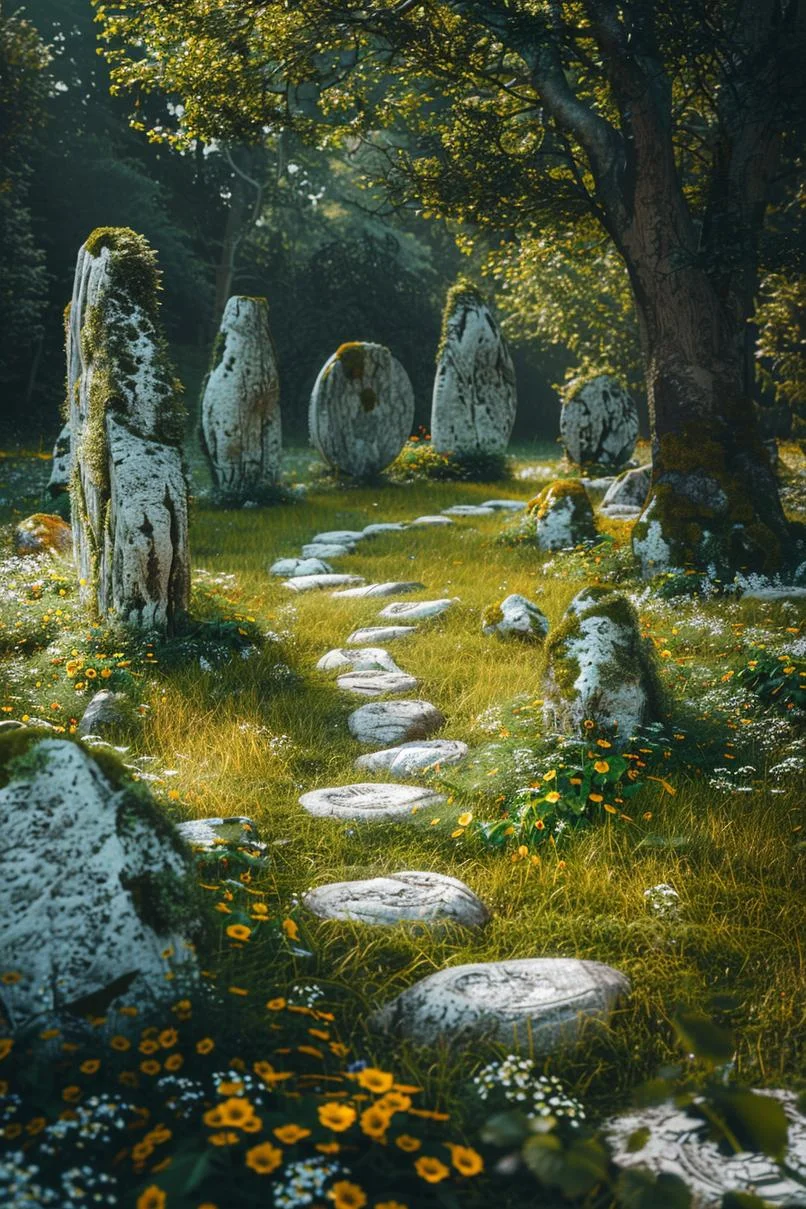 6. Círculo de piedras encantado en la naturaleza