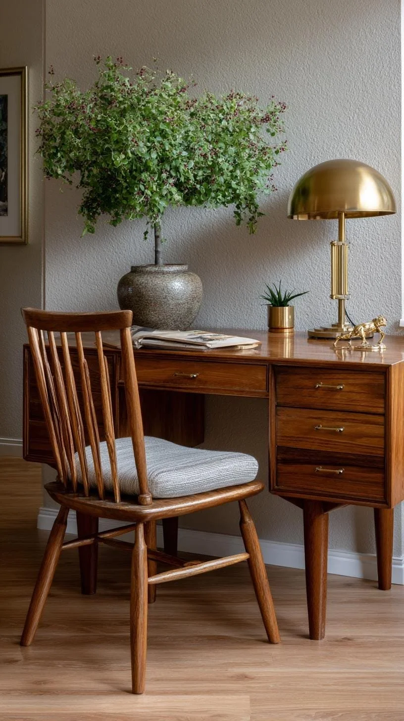 3. Escritorio mid-century moderno en madera cálida - photo 2