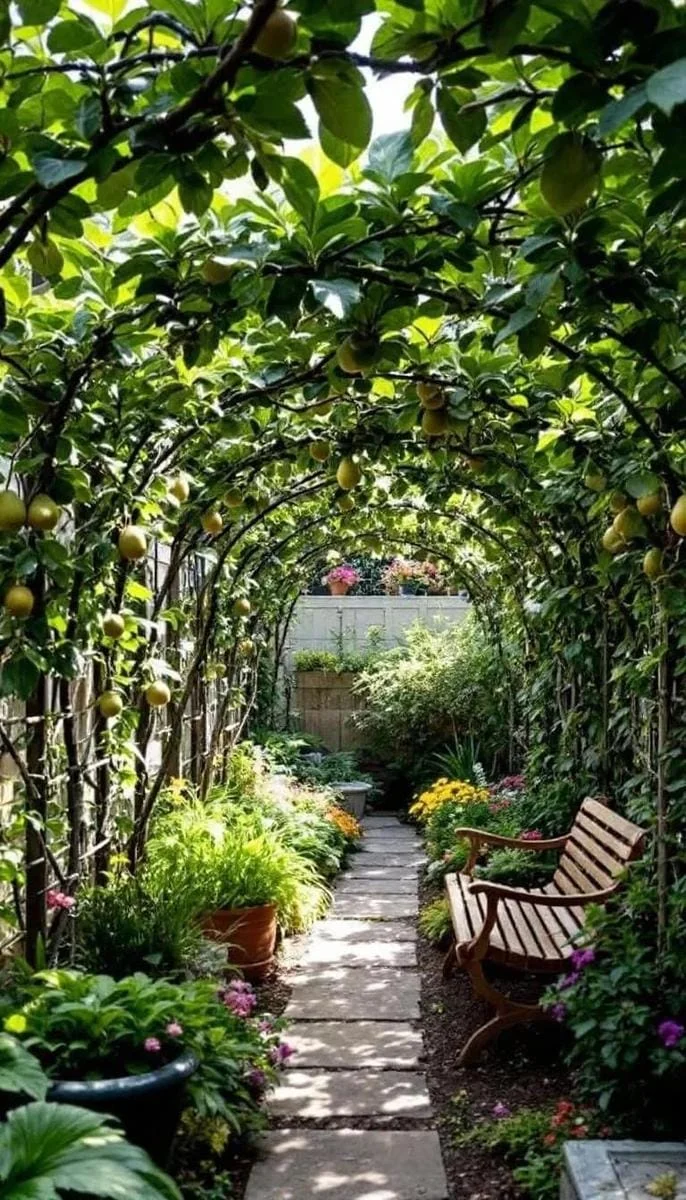 22. Cerca de privacidad con frutales en espaldera