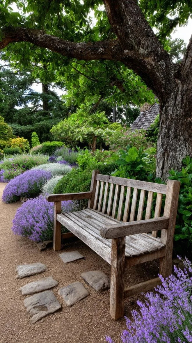 4. Banco de jardín entre lavanda a la sombra - photo 3