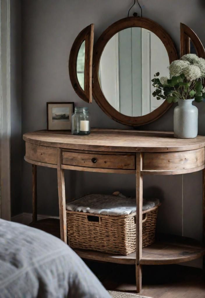 35. Rustic Vanity and Mirror Setup