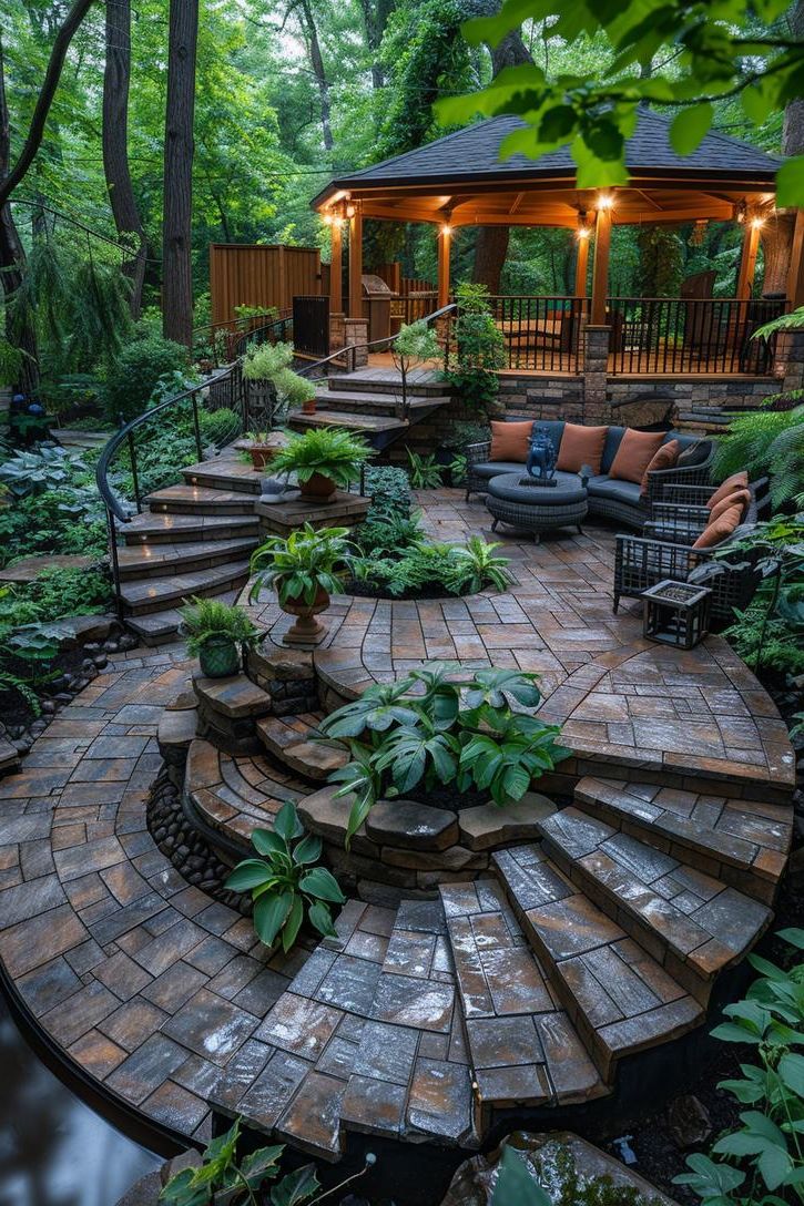 7. Spiral Stone Pathways to a Patio