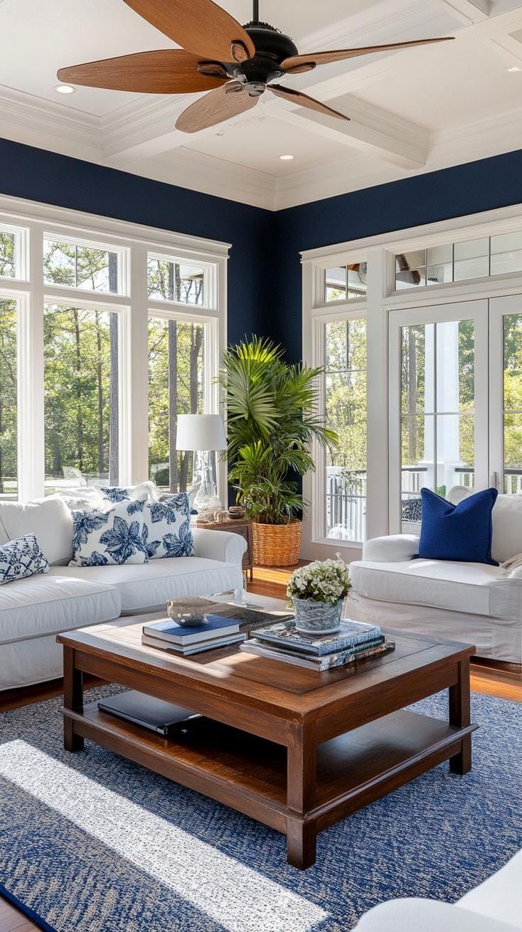 17. Navy Accent Walls with White Trim - photo 4