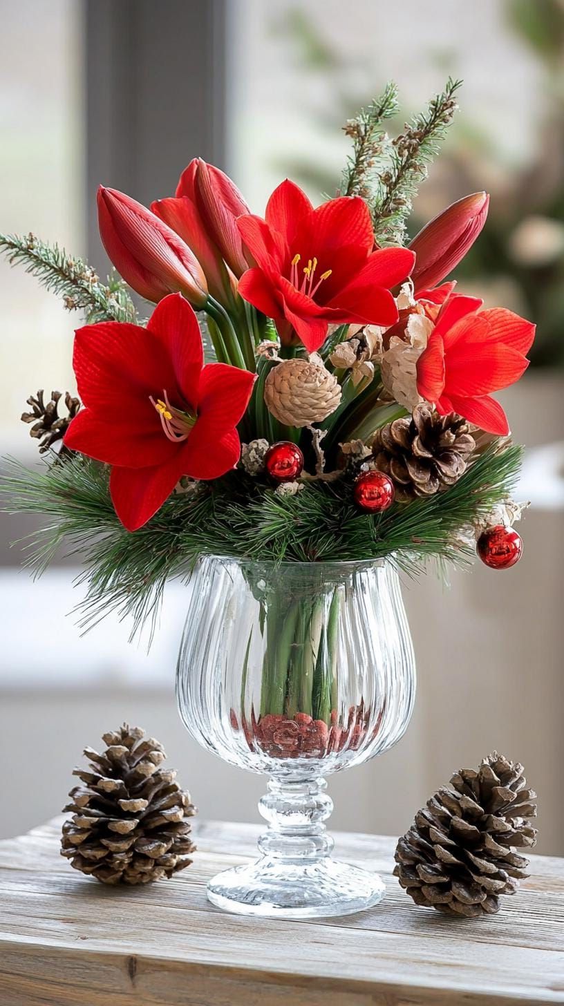 2. Amaryllis Centerpieces for Winter Elegance