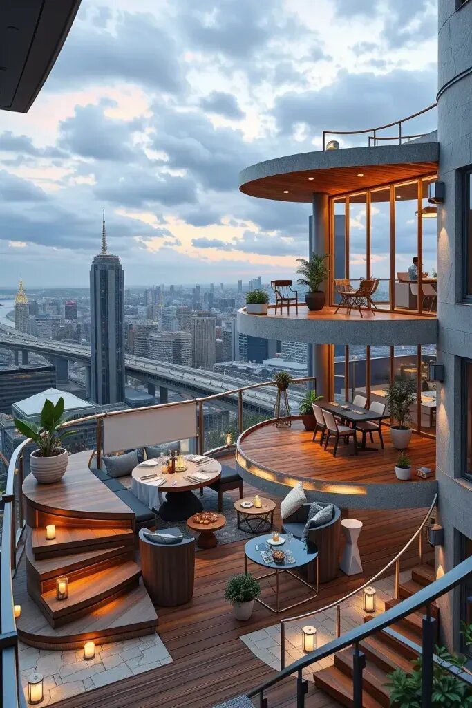 Multi-Level Balconies With Tiered Layouts