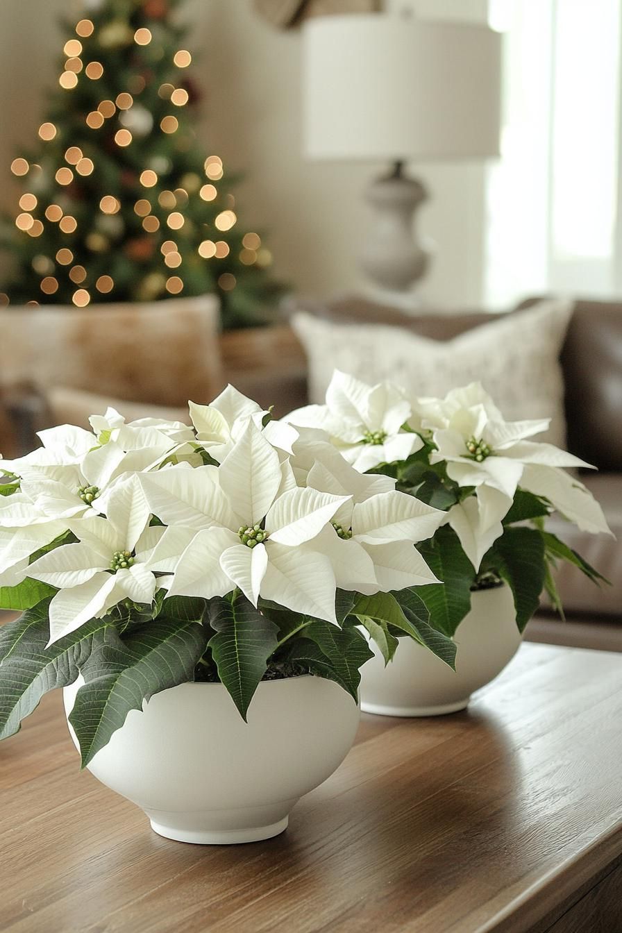 11. Styling White Poinsettias for Winter