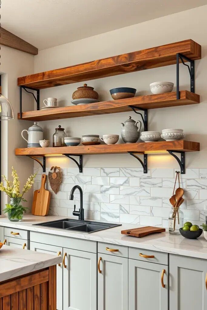 Open Shelving Made From Reclaimed Wood