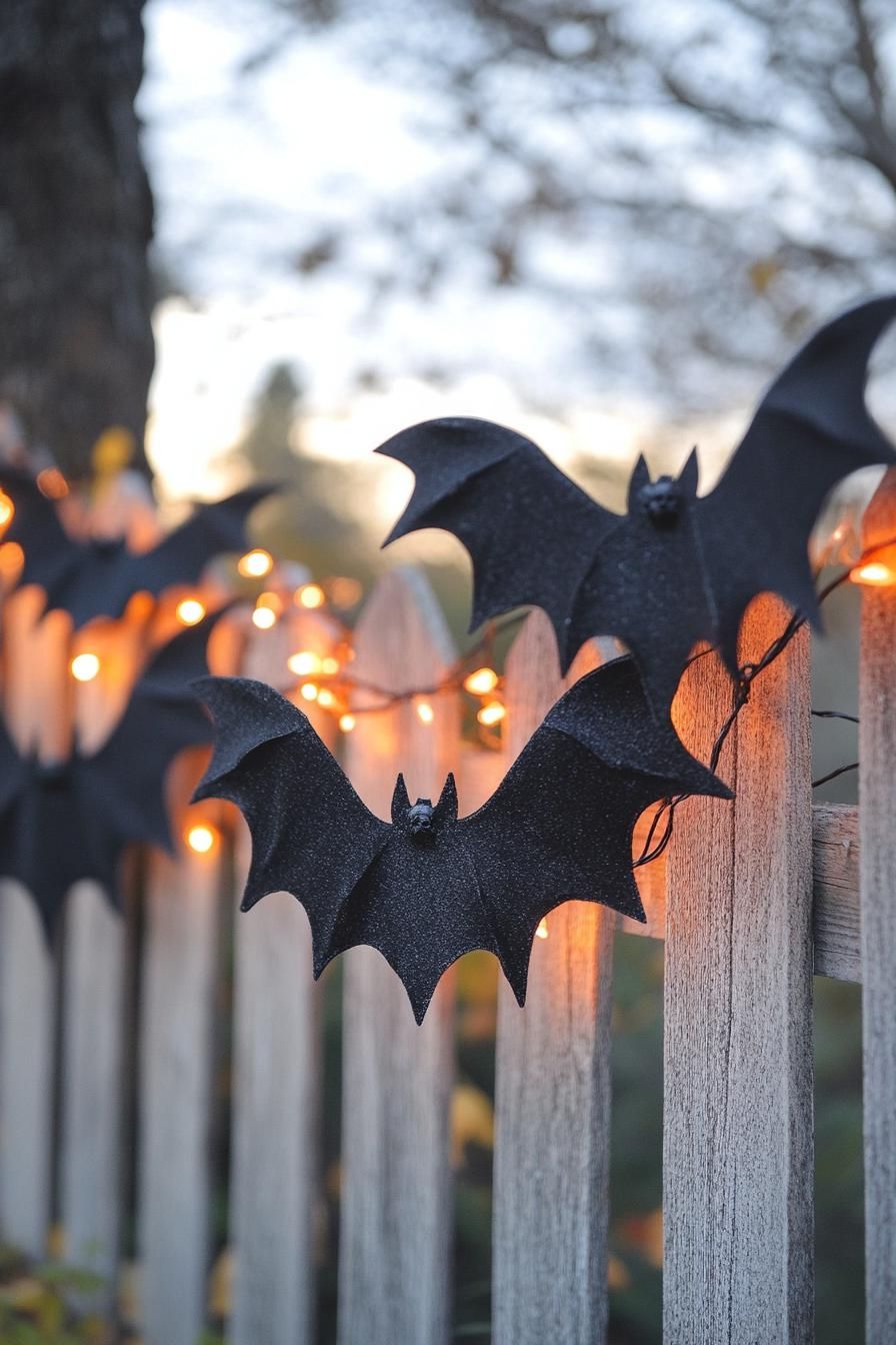 11. Spooky Bat Garland Fence Decor