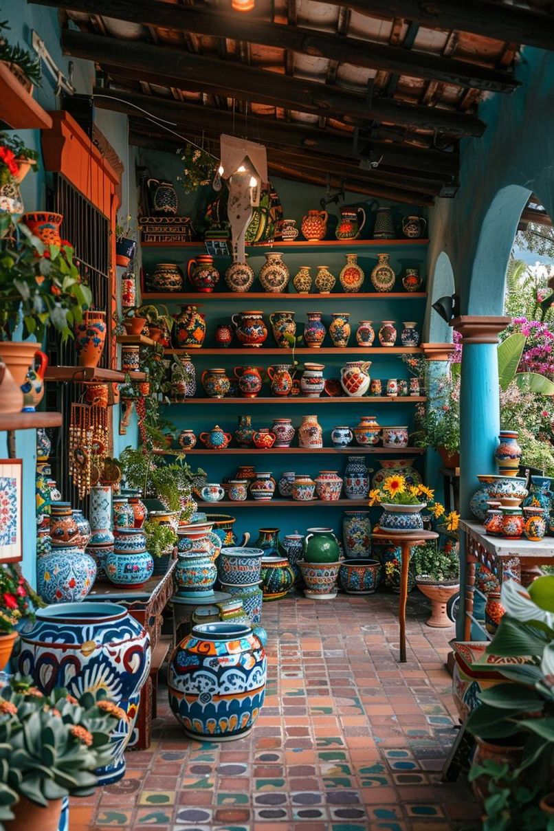 8. Artisan Clay Pottery Displays