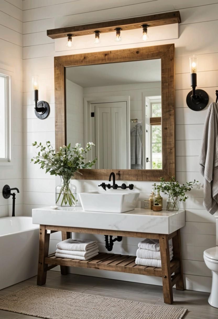 1. Rustic Bathroom Mirror Frames