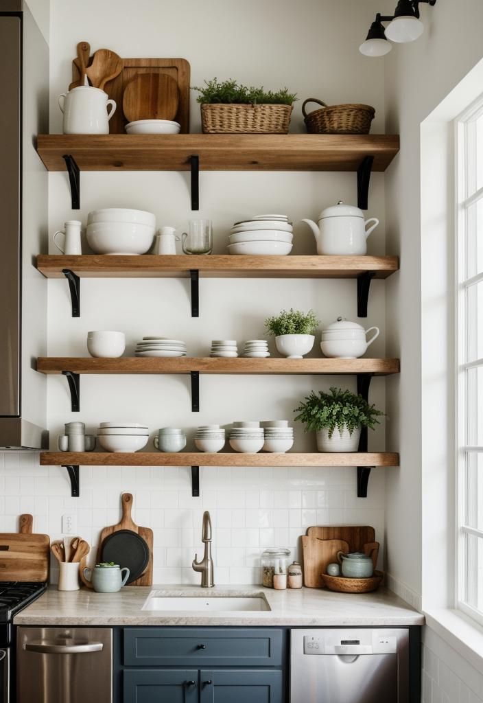 15. Displaying Chic Pottery in the Kitchen