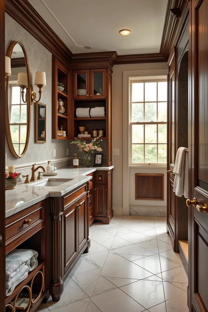 Dark Wood Cabinetry for a Rustic Heritage Look