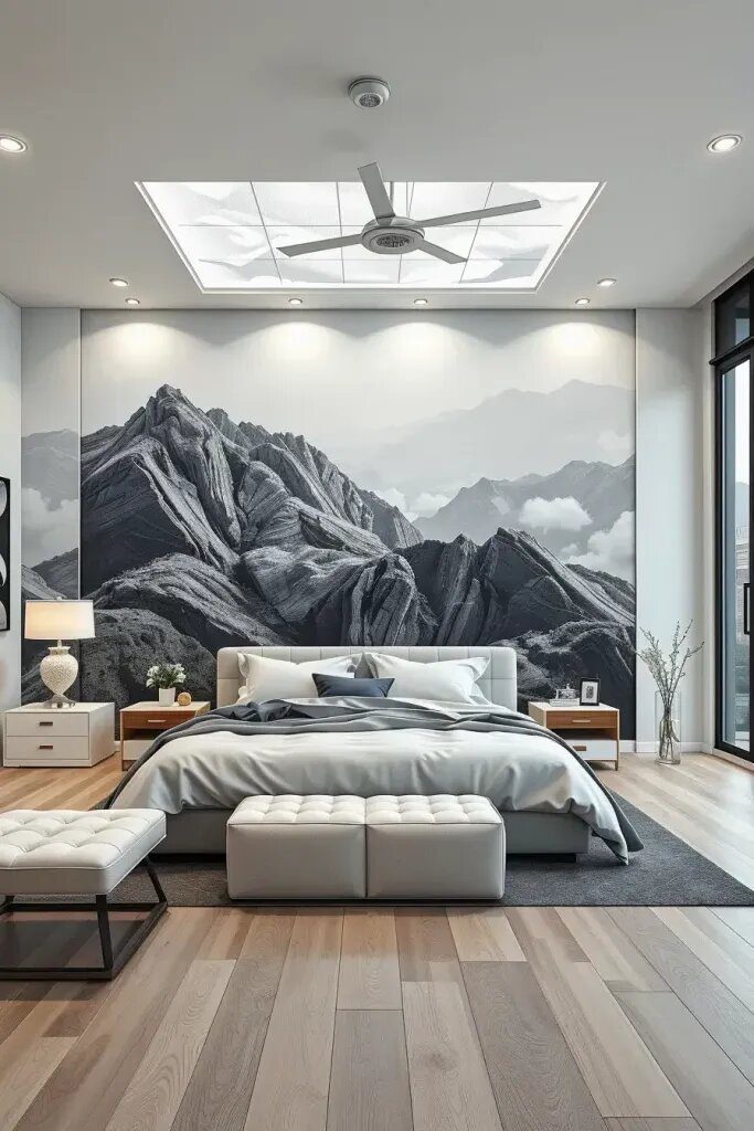 Surreal Art Meets Minimalist Bedroom Style