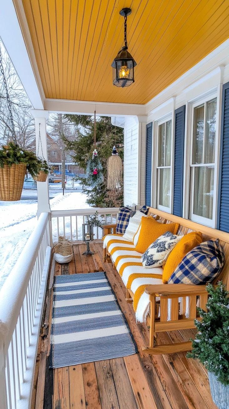 15. Knitted Bench Covers Paired with Plaid Throws - photo 3