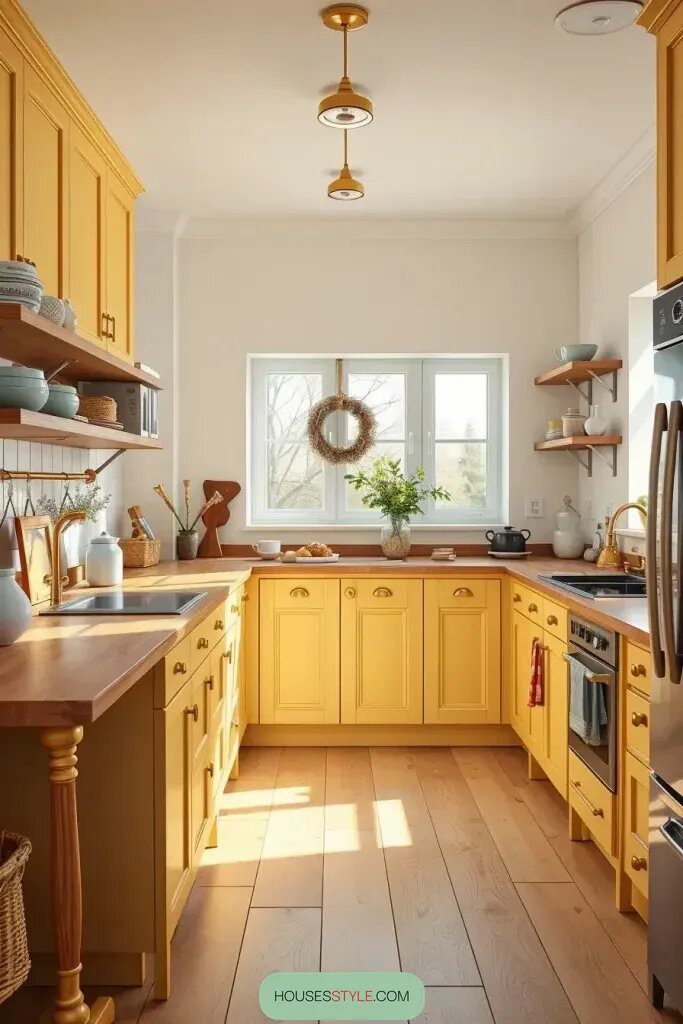 Pairing Yellow Cabinets With Natural Wood - photo 2