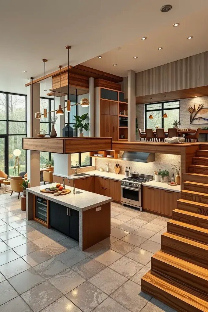 Luxurious kitchens with different levels of countertops - photo 3