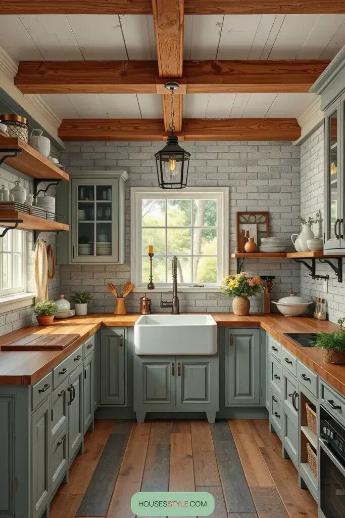 Distressed Gray Cabinets for Extra Character