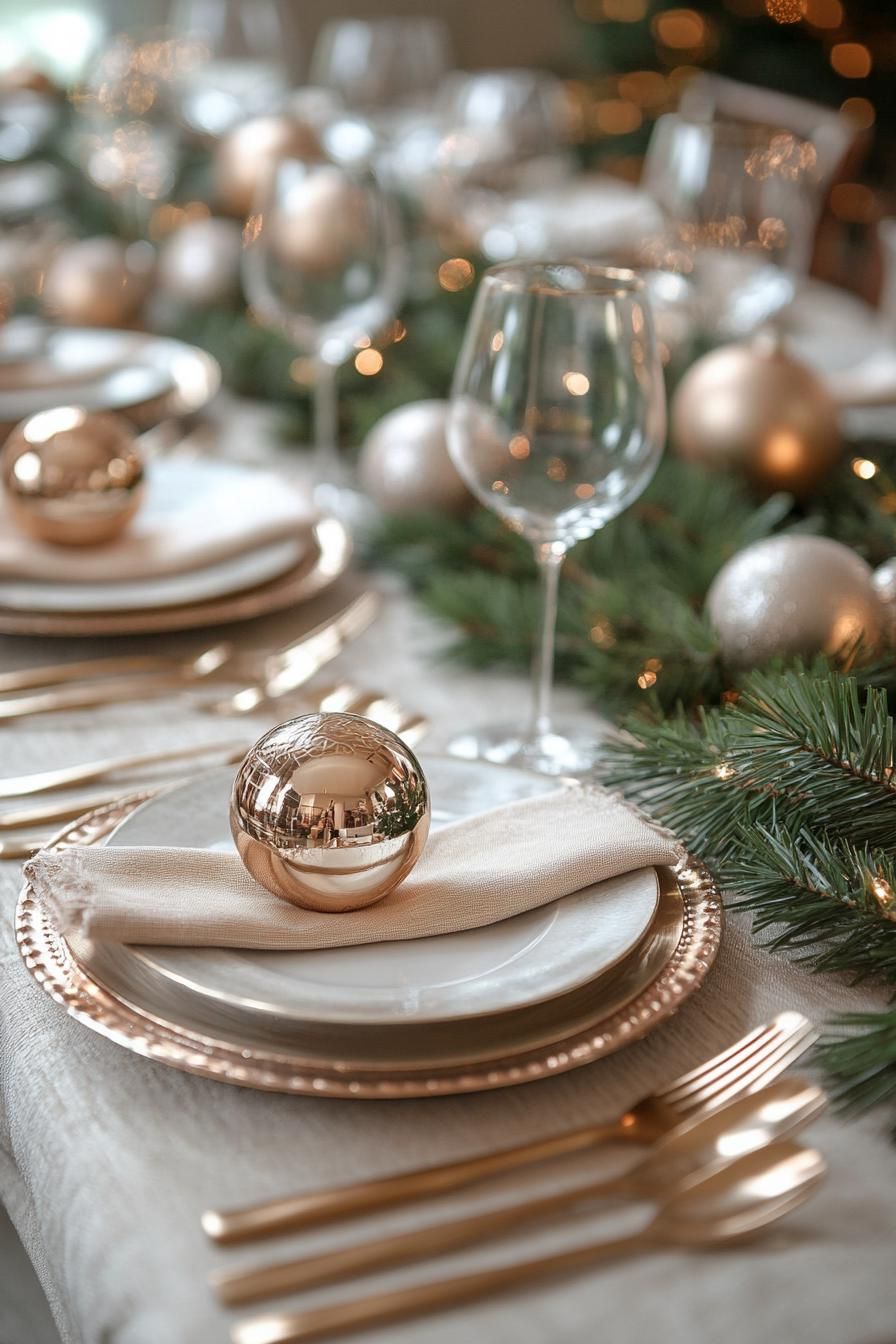 12. Gilded Christmas Table Decor Ideas