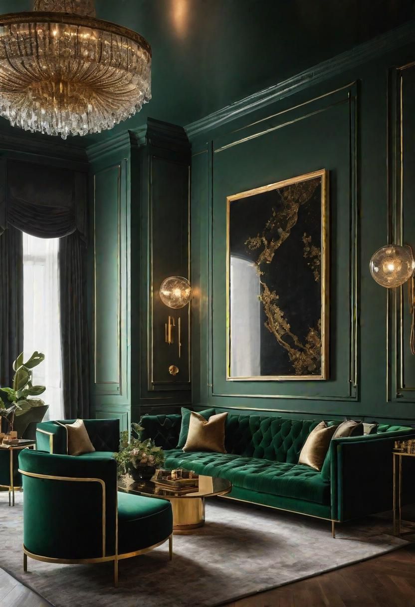 11. Chic Green Velvet with Brass