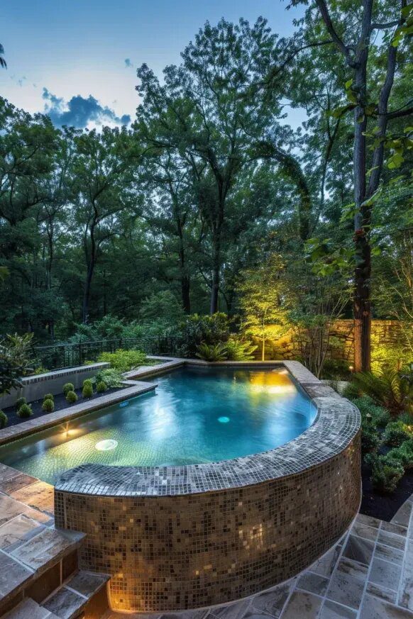 8. A Semi Inground Pool with Garden Views