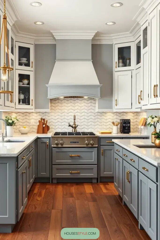 Gray and White Two-Tone Cabinet Combinations