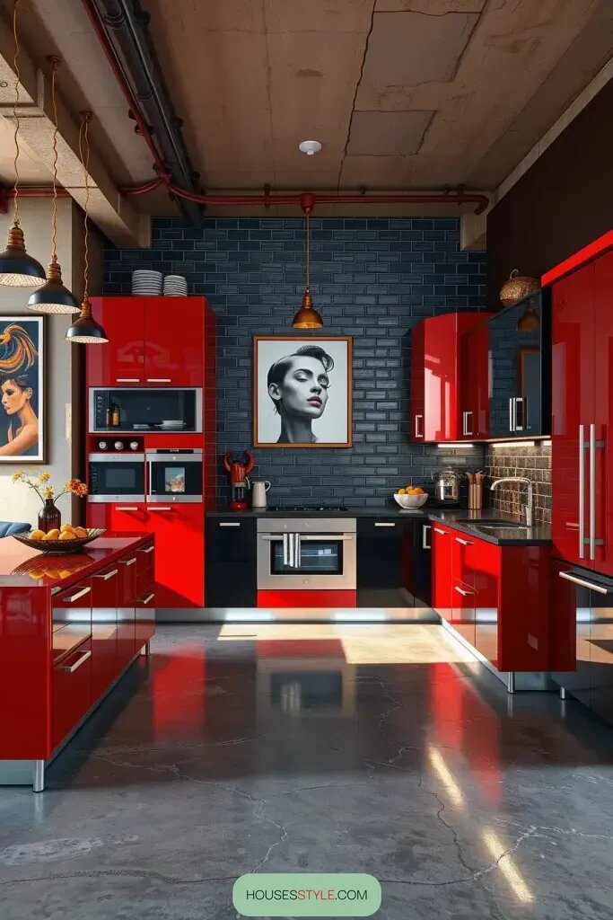 Red and Black Cabinets for Dramatic Kitchens - photo 2