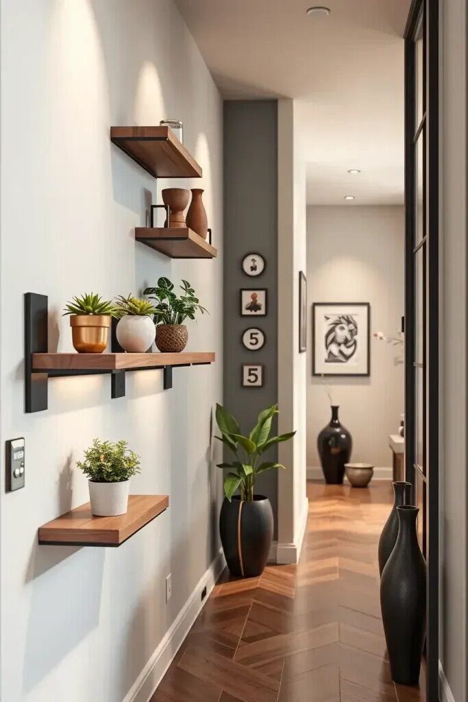 Trendy Wall Shelves to Upgrade Hallway Storage