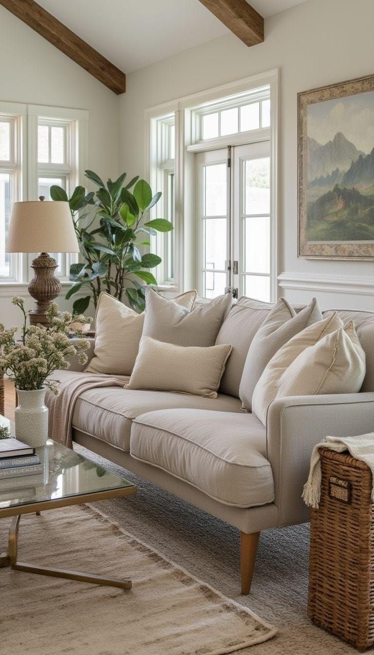 13. Soft Linen Upholstery for an Earthy Feel