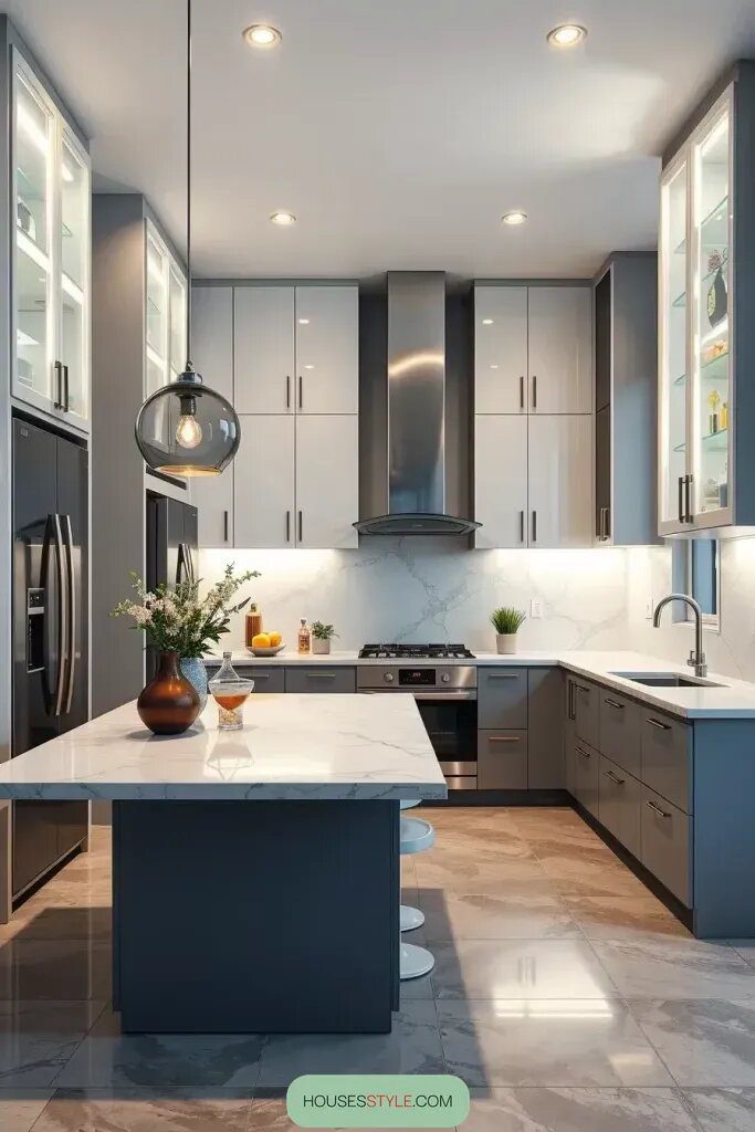 Floating Gray Cabinets for a Modern Kitchen - photo 2