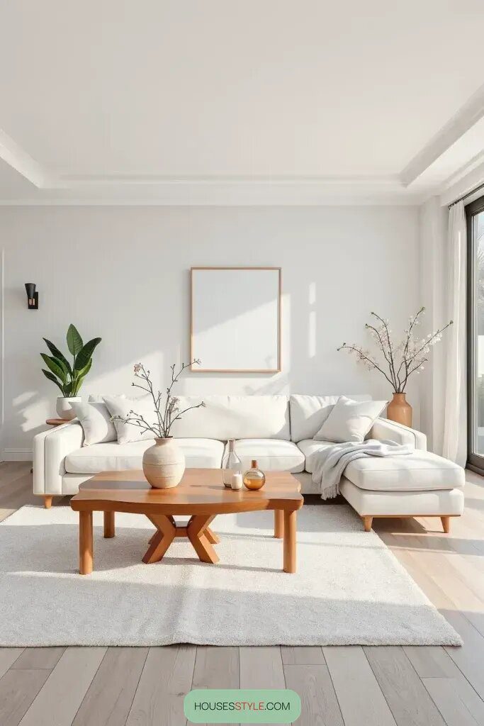 Simple Touches for a Modern White Living Room