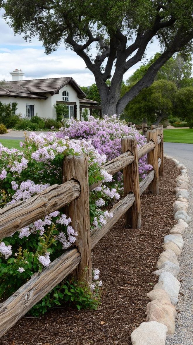 27. Split-Rail Fence Covered in Flowering Vines