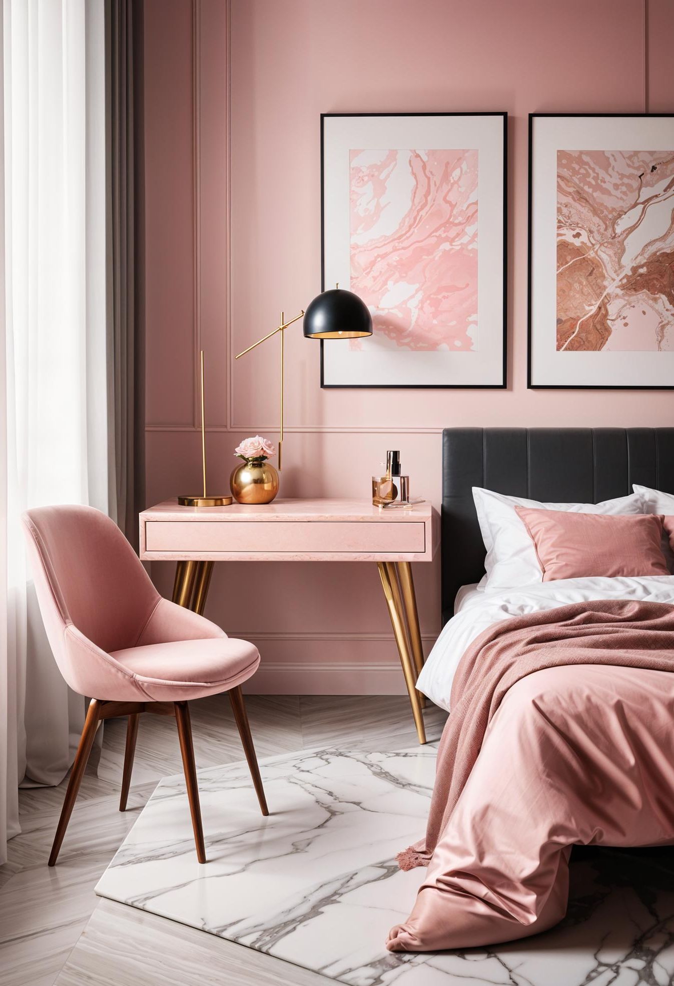 36. Pink Marble Desk Makeover Ideas