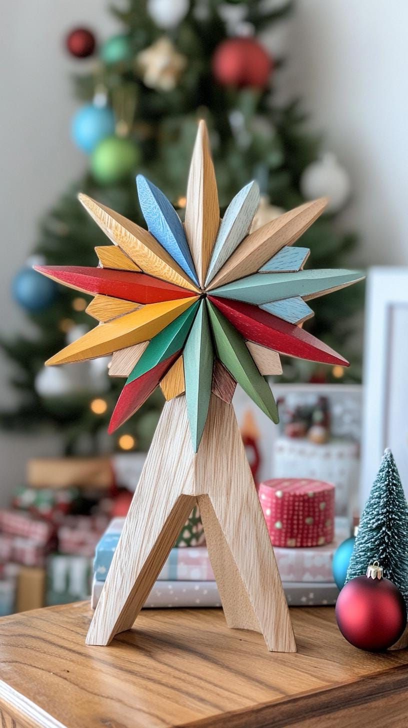 18. Starburst wooden centerpiece with colored panels - photo 3