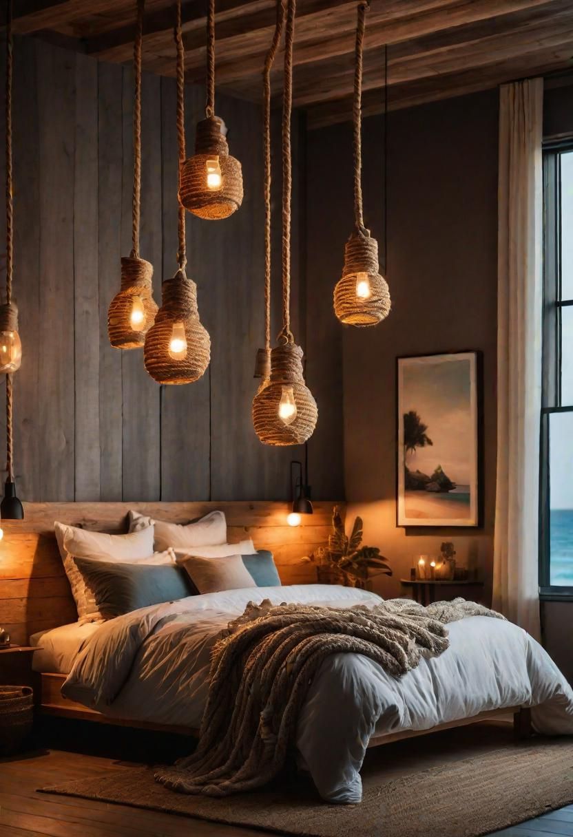 6. Rope-Wrapped Coastal Light Fixtures