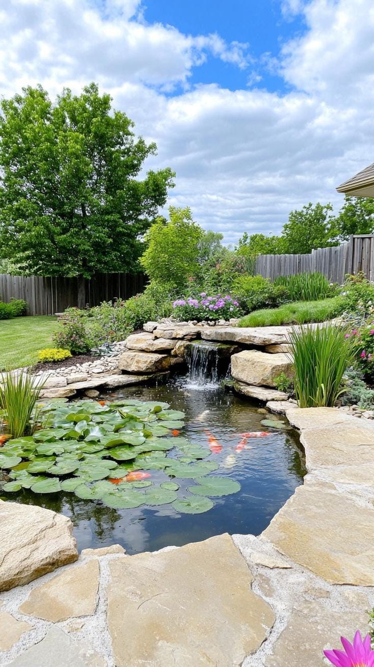 6. Calming Backyard Water Feature Design