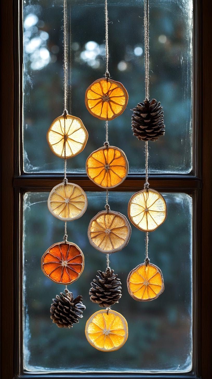 6. Dried Citrus and Pinecone Window Decor - photo 2