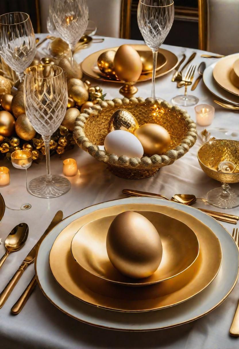 10. Glamorous Golden Easter Table Ideas