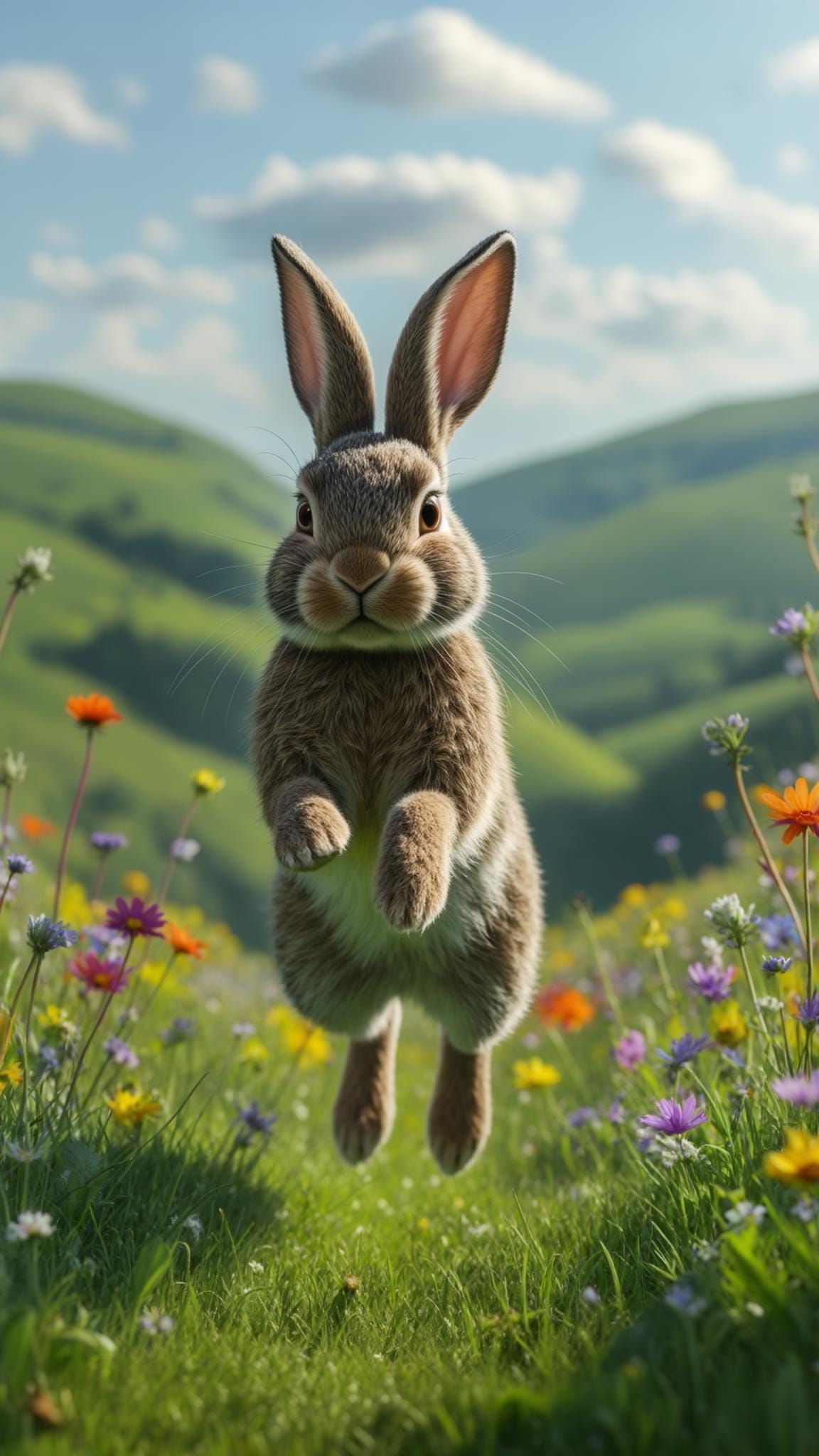 8. Hopping Bunny In Wildflower Meadow Art