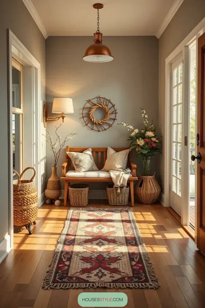 Cozy Entryway Ideas With Warm Tones and Textures
