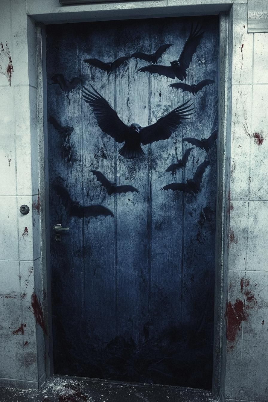 17. Raven-themed Halloween Door Decor