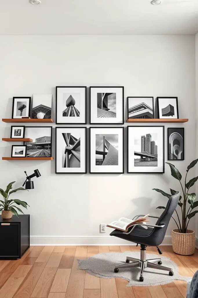 Bold Gallery-Style Frames For Office Walls