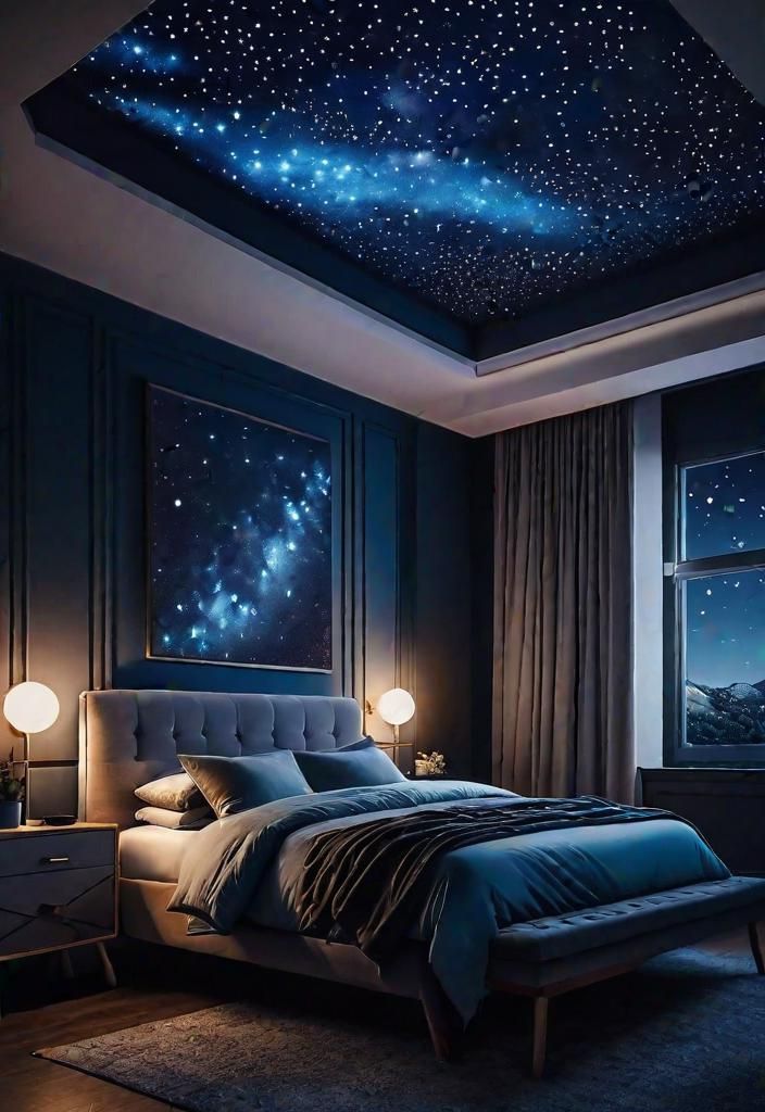 4. Starry Ceiling Bedroom Design