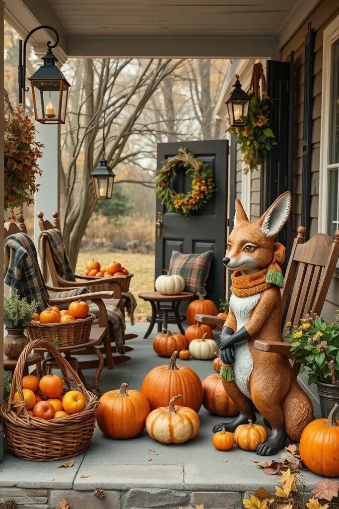 Ceramic Foxes Bundled Up for Autumn - photo 2