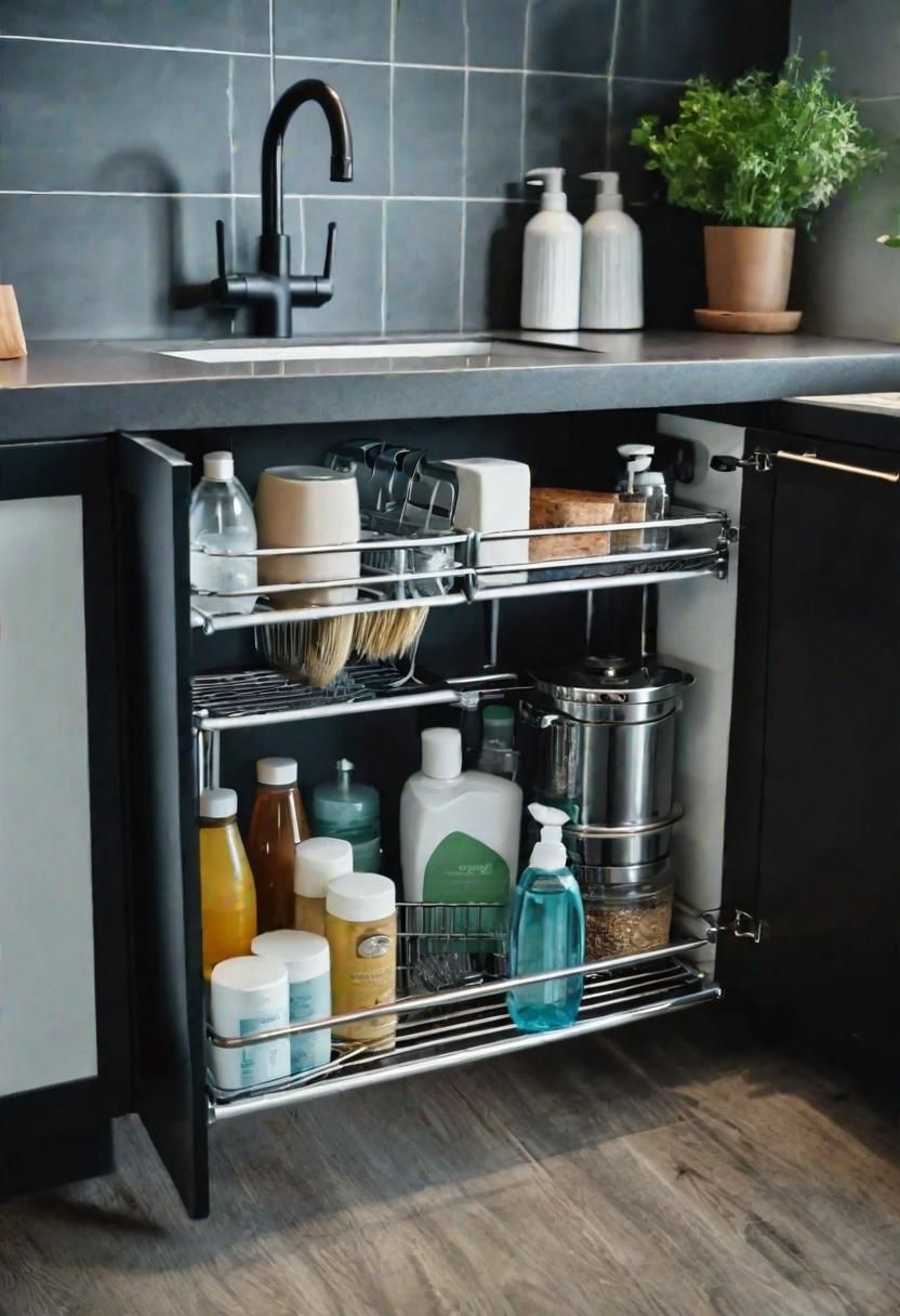 15. Cleaning Supplies Rack Under the Sink