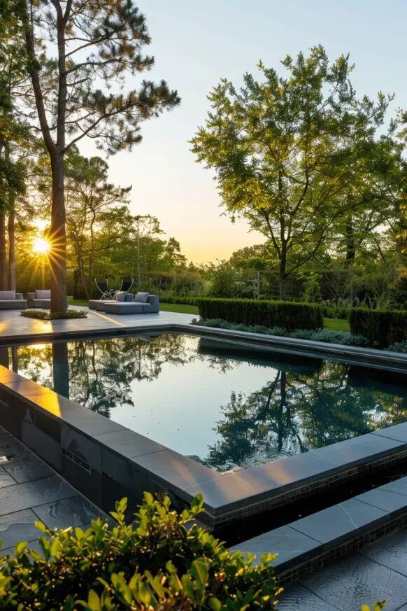 14. A Sleek, Modern Semi Inground Pool Design