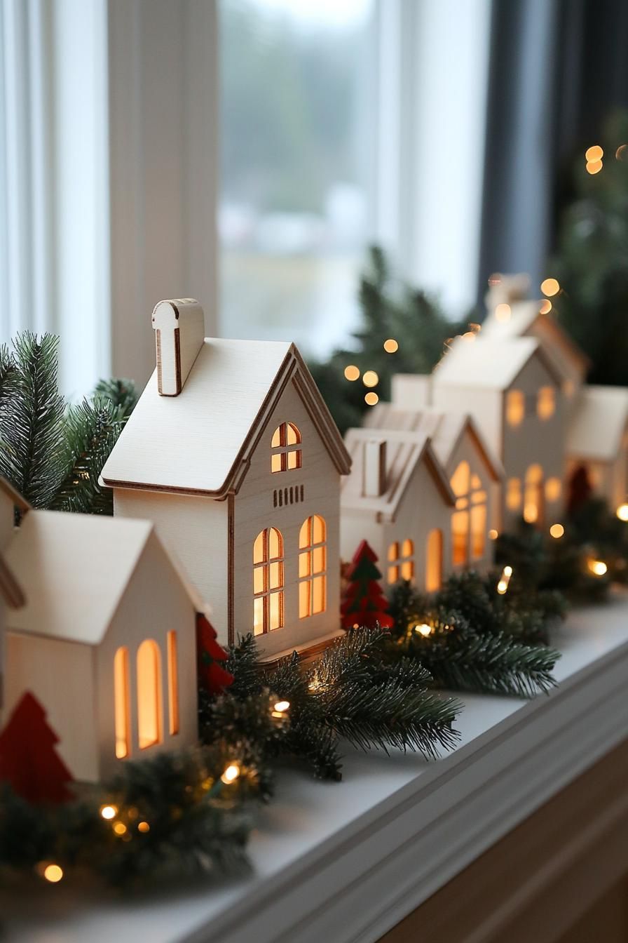 5. Enchanting Wooden Christmas Village Glow