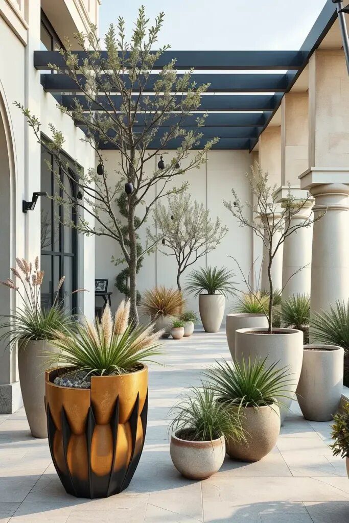 Sculptural Planters and Organic Greenery