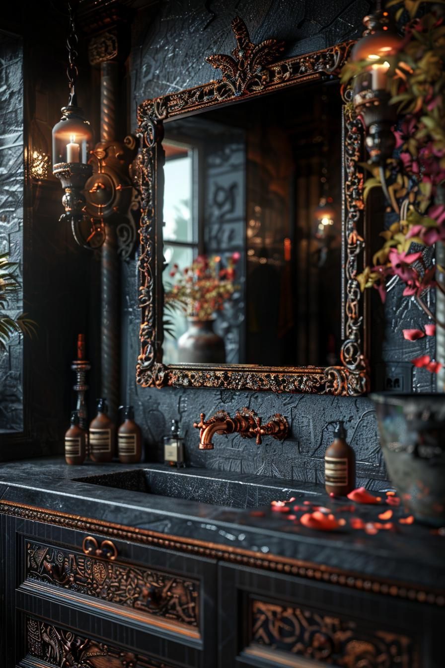 8. Medieval-Inspired Bathroom Opulence