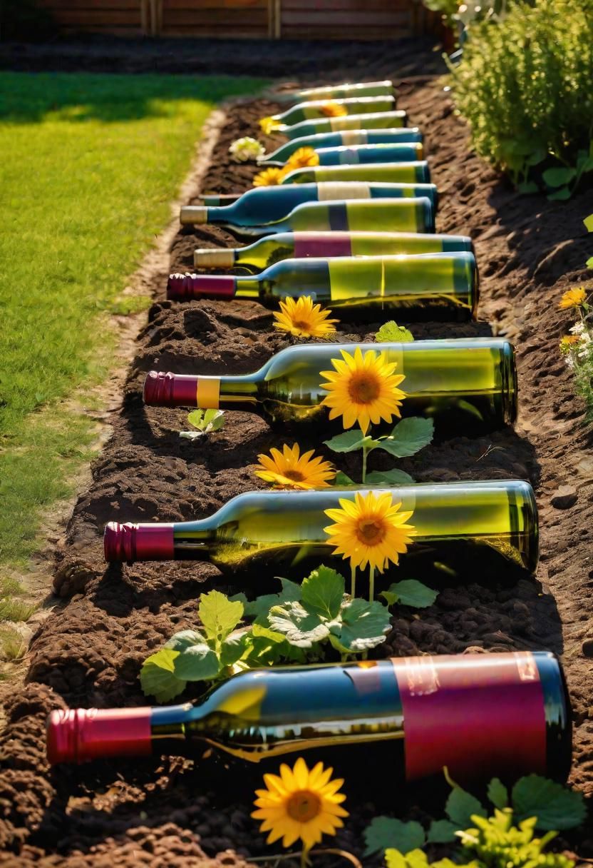 3. Recycled Wine Bottle Garden Border