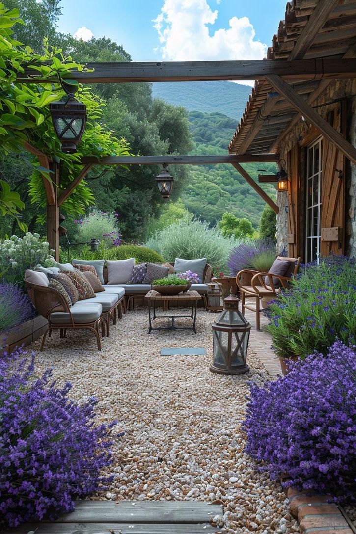 14. Lavender-Filled French Country Gravel Patios